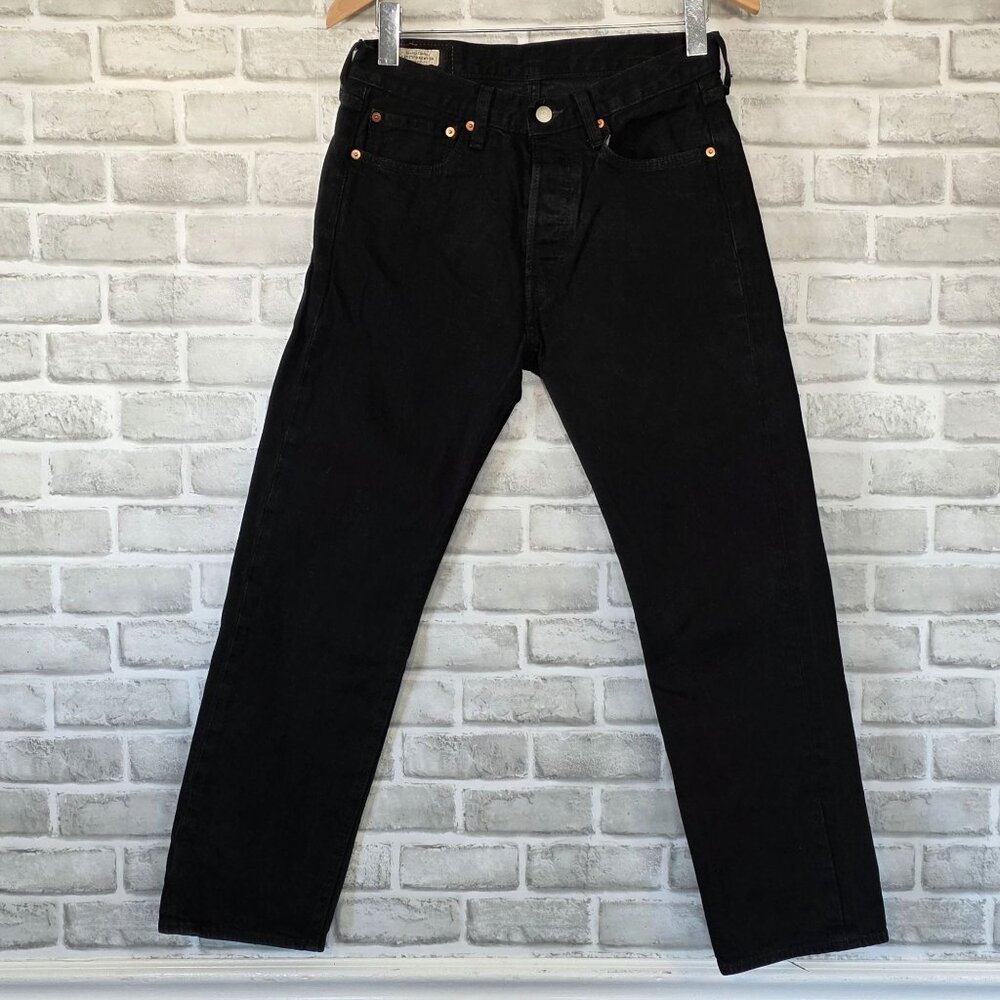 Levi's 501 Premium Black Jeans Mens 31x30 Straight Leg Denim Button Fly Big E